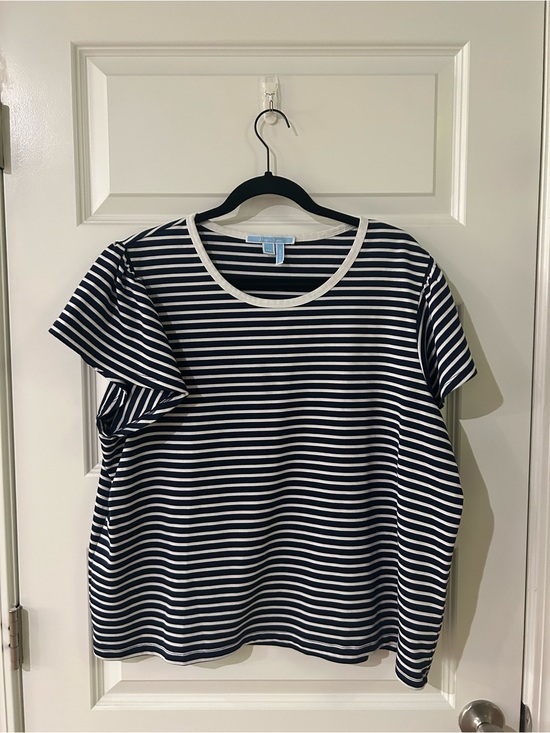Draper James Tops - Draper James Navy and White Striped Tee